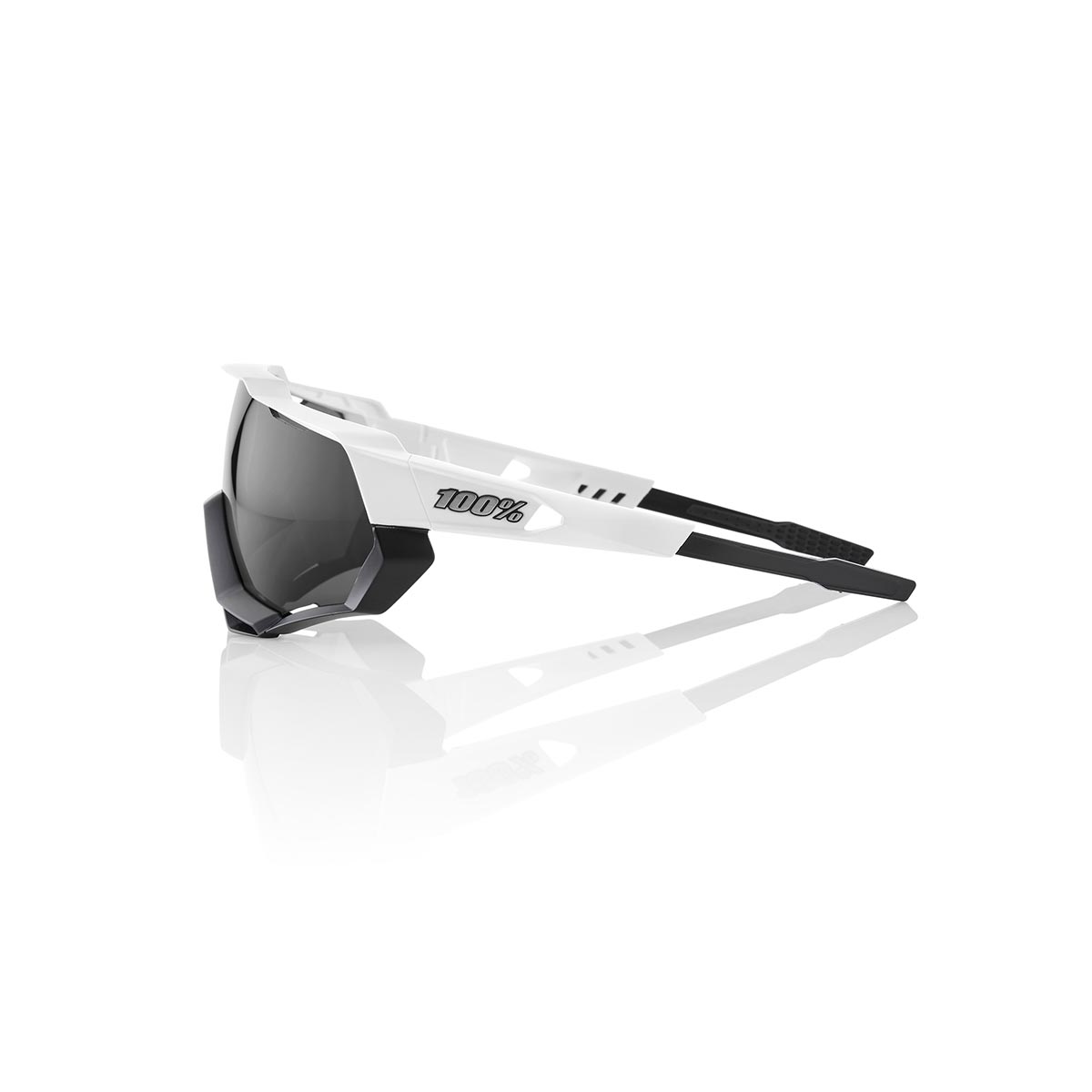 100% SPEEDTRAP - WHITE BLACK - SMOKE LENS SUNGLASSES