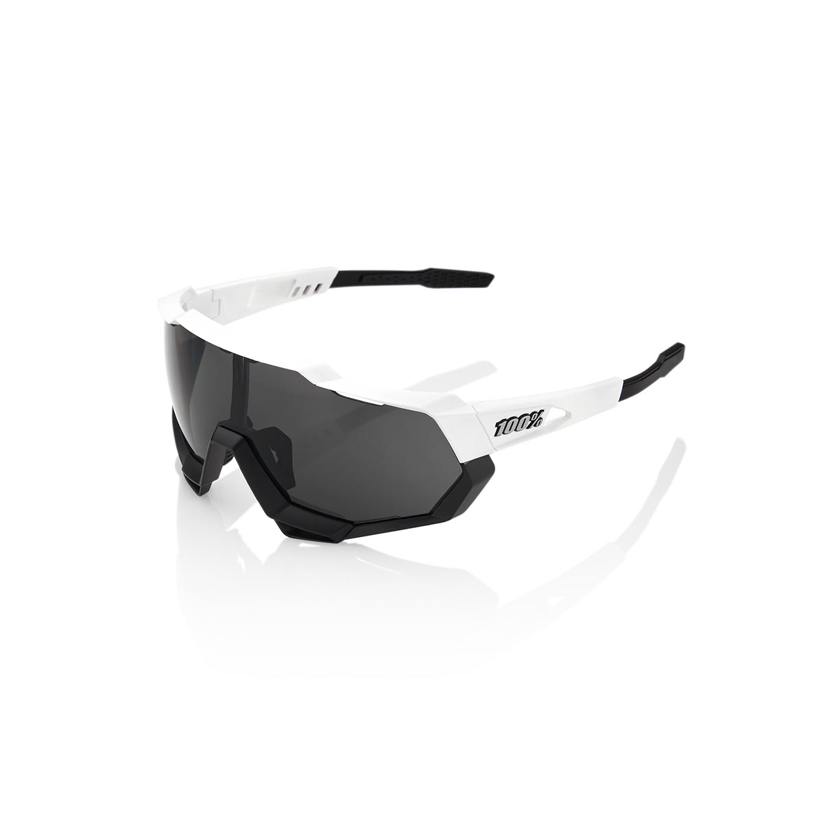 100% SPEEDTRAP - WHITE BLACK - SMOKE LENS SUNGLASSES